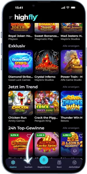 HighFly casino login Spiel nach der Registrierung starten
